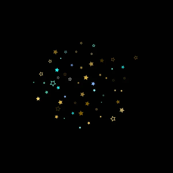 Oro, estrellas azules, piñón, confeti brillante. — Vector de stock