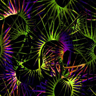 Tropik Yaprak. Karanlık Modern Motif.