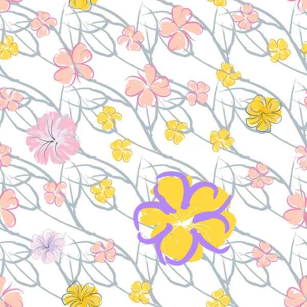 Flores rosadas patrón de floración. Acuarela Pastel. — Vector de stock