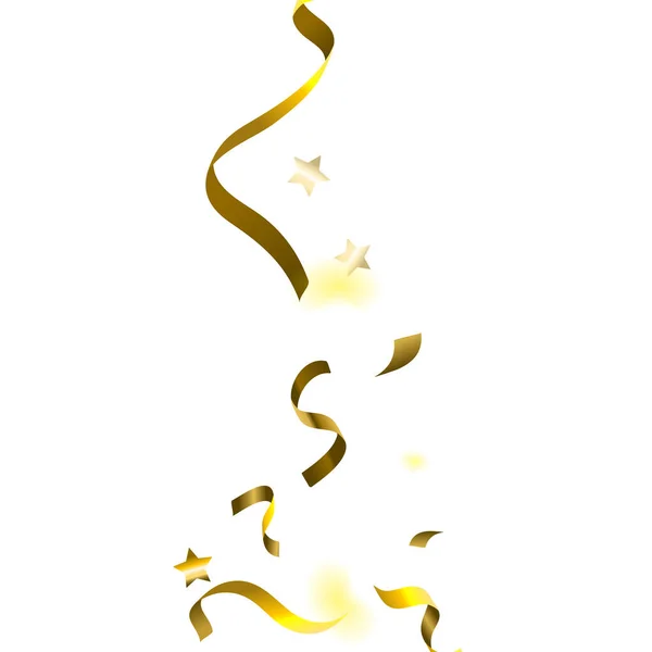Holiday Serpentine. Gold Foil Streamers Ribbons. — Stock Vector