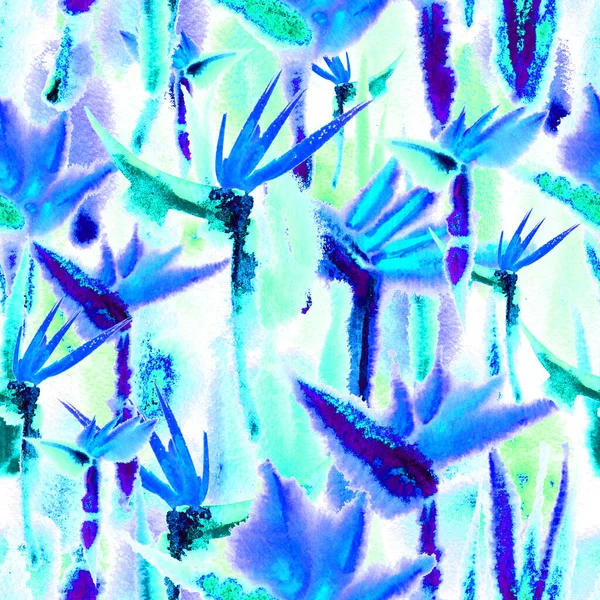 Tropikal ormansız desensiz baskılı sulu boya sonsuz boya tekrar tekrar çiçek pasteli.