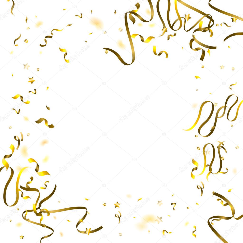 Holiday Serpentine. Gold Foil Streamers Ribbons.