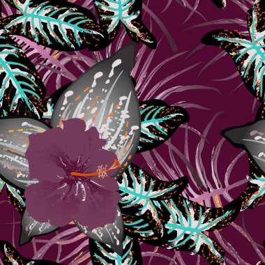 Tropik Yaprak. Modern Motif. Orman baskısı. Yaz