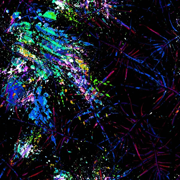 Tropik Yaprak. Karanlık Modern Motif.