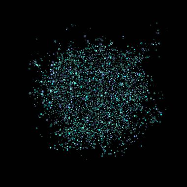 Mavi, turkuaz, turkuaz parıltılı yıldızlar, konfeti.