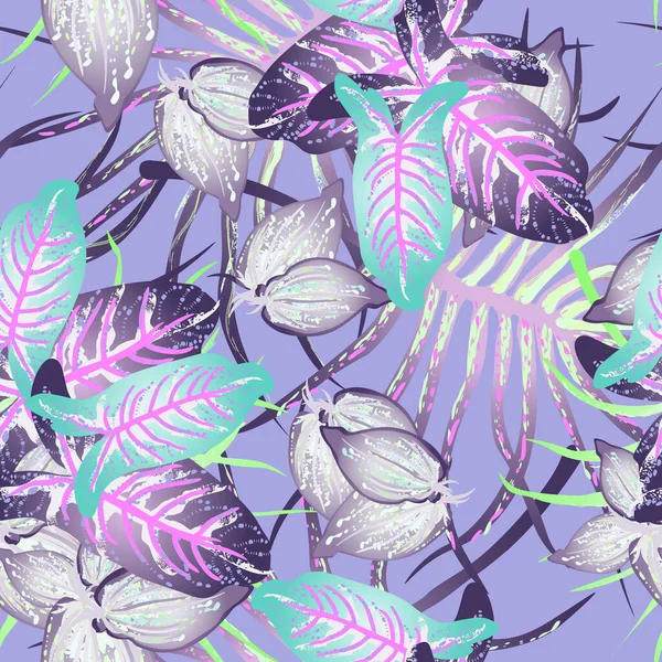 Tropik Yaprak Modern Motif. Orman baskısı. Yaprak Yazı