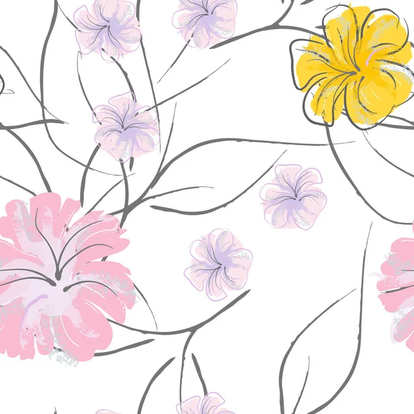 Roze bloemen Bloeiende patroon. Pastel aquarel. — Stockvector