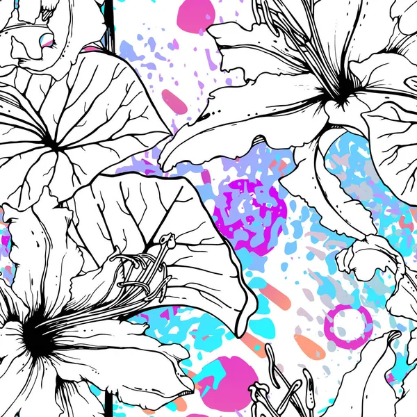 Καλλιτεχνικό μοτίβο χωρίς ραφές λουλουδιών. Εκτύπωση διανύσματος — Διανυσματικό Αρχείο