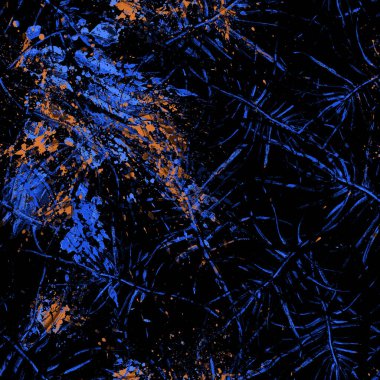 Tropik Yaprak. Karanlık Modern Motif.