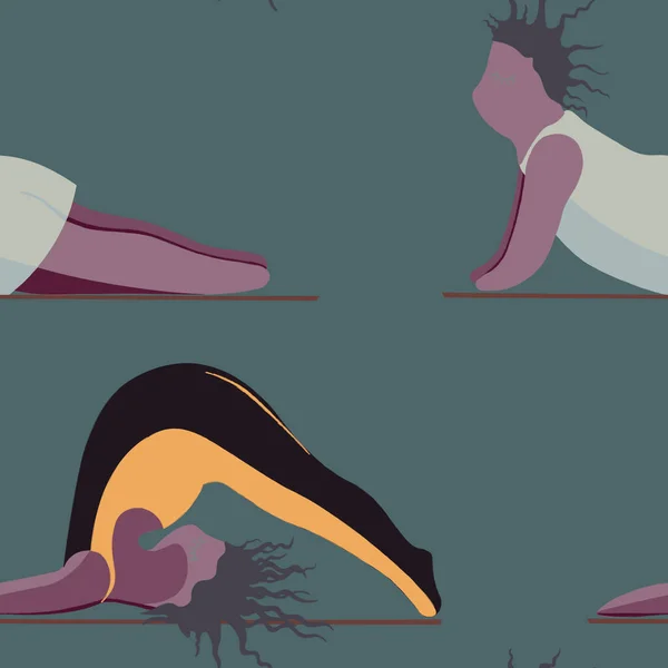 Chicas haciendo yoga. Patrón sin costura Mujer Pose Yoga — Vector de stock