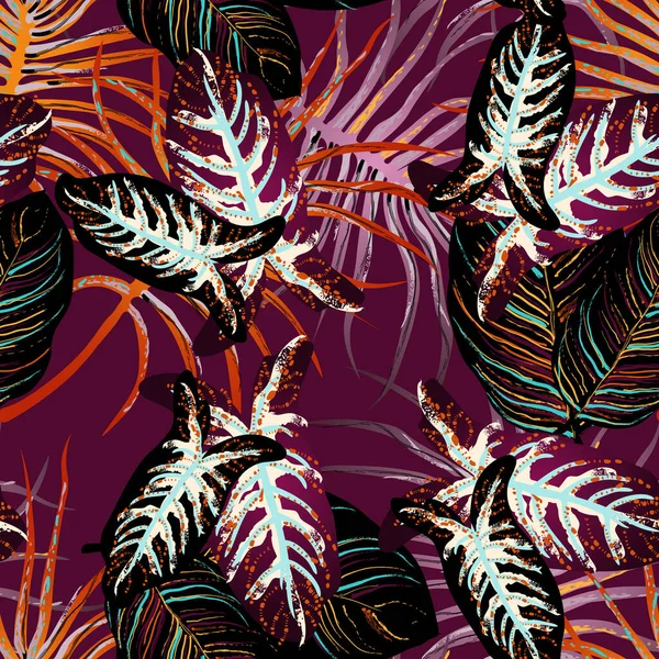 Feuille tropicale. Motif moderne. Jungle Print. Été — Image vectorielle