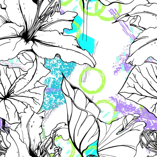 Pincel de folhas de selva tropical de impressão geométrica floral — Vetor de Stock