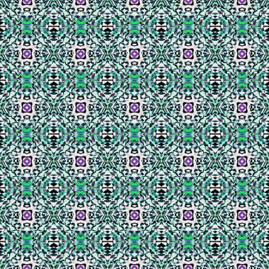 Mozaik Etnik Sanat. Teal, Yeşil, Naneli Halı. 