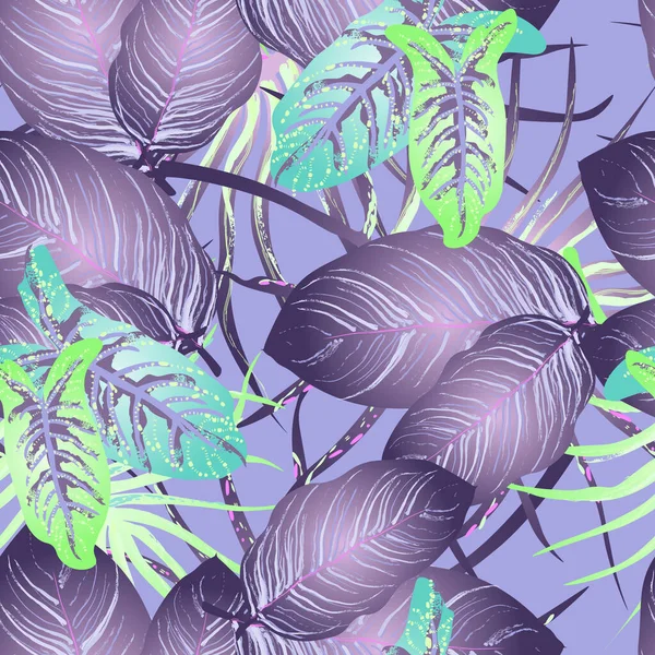 "Tropical Leaf Modern Motif". Печать джунглей. Лето листвы — стоковый вектор