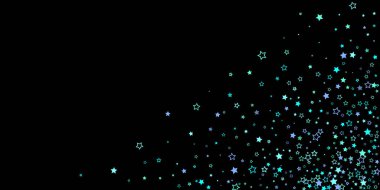 Mavi, turkuaz, turkuaz parıltılı yıldızlar, konfeti.