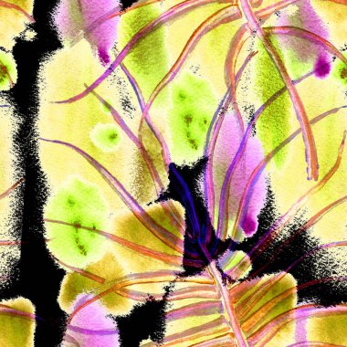 Tropik Yaprak. Bej Modern Motif. Orman Yazdırma