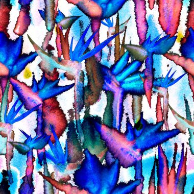 Tropikal orman egzotik çiçek desenleri parlak, pürüzsüz desenler sonsuz tekrarlar.