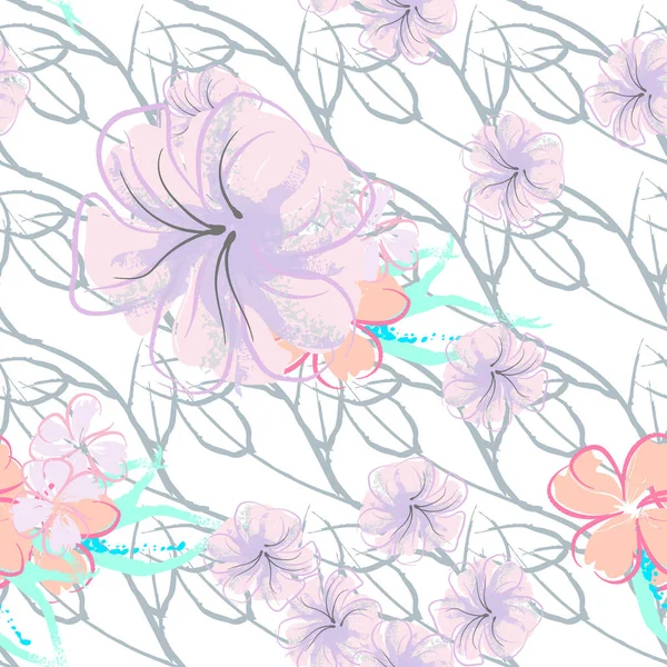 Růžové květy kvetoucí vzor. Pastelová akvarel. — Stockový vektor