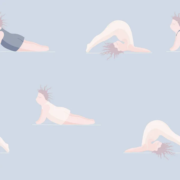 Chicas haciendo yoga. Patrón sin costura Mujer Pose Yoga — Vector de stock