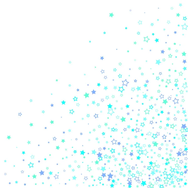 Azul, cian, estrellas de brillo turquesa confeti — Vector de stock