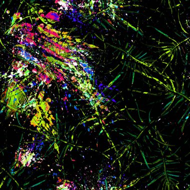 Tropik Yaprak. Karanlık Modern Motif.