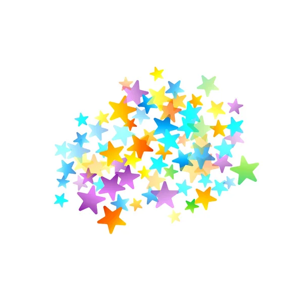 Rainbow Festive Confetti. Carnival Star Falling. — Stock Vector