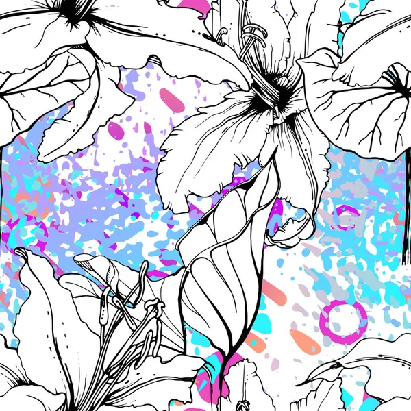 芸術的な花のシームレスなパターン。ベクター｜print — ストックベクタ