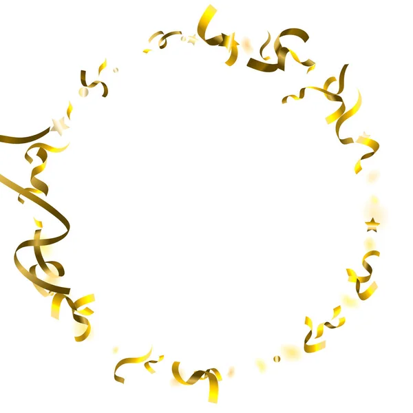 Holiday Serpentine. Gold Foil Streamers Ribbons. — Stock Vector