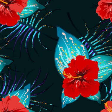 Tropik Yaprak. Modern Motif. Orman Yazdırma.