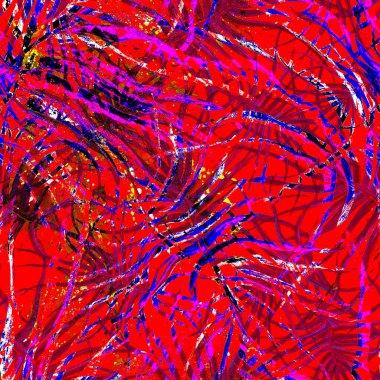 Tropik Yaprak. Kırmızı Modern Motif. Orman Yazdırma.