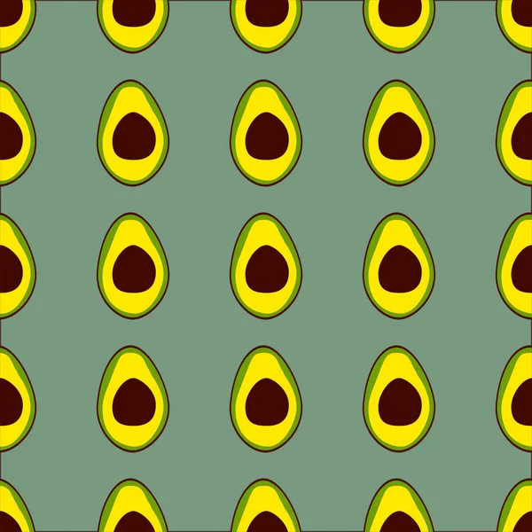 Avocado seamless pattern .Tropical fruits on a green background. — стоковый вектор
