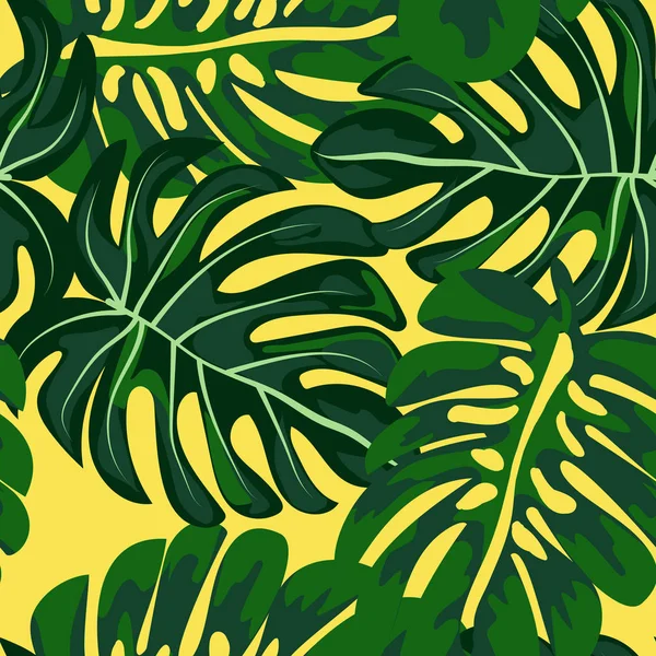 Feuilles tropicales vertes Modèle sans couture . — Image vectorielle