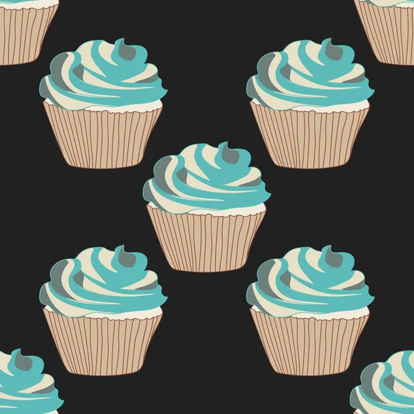 Sweet cupcake vector seamless pattern. — Stock Vector