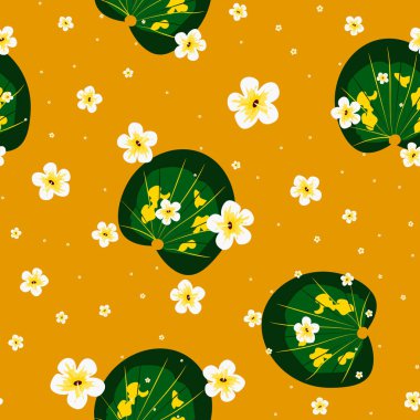 Tropik yapraklar ve çiçek desenleri. Hawaii 'de tropikal bitkilerin pürüzsüz deseni.