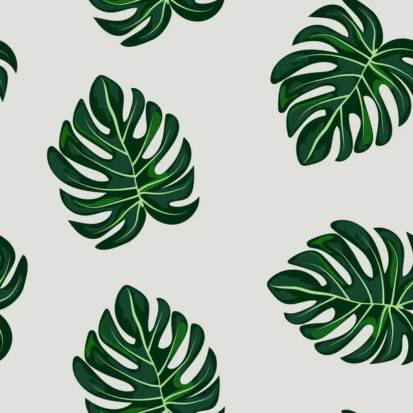 Blå tropiska lämnar monstera mönster. Tropiska sömlösa mönster med blad monstera. — Stock vektor