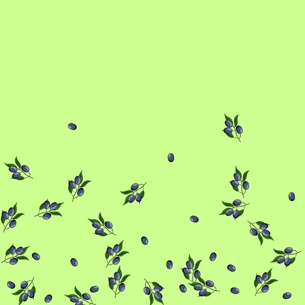 Hermoso fondo con aceitunas sobre un fondo verde. — Vector de stock