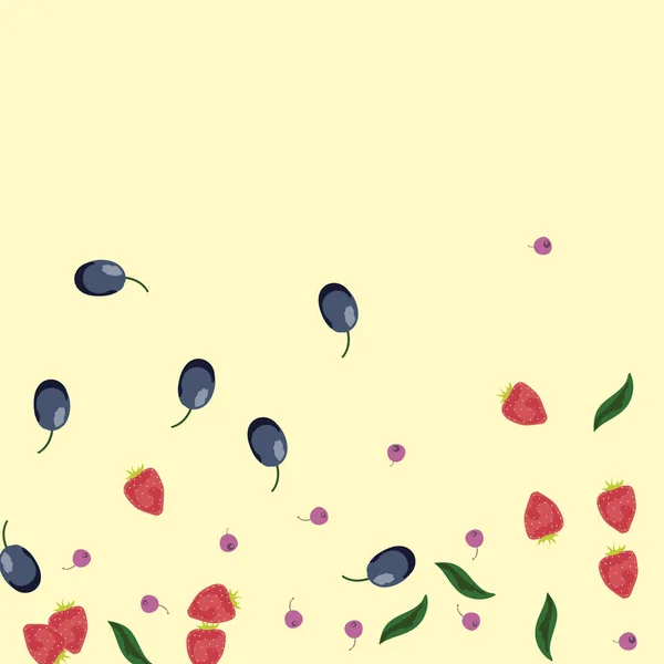 Berry pozadí s borůvky, jahody a švestky na světlém pozadí. — Stockový vektor