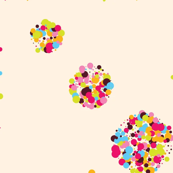 Fundo festivo com confete multicolorido. Amarelo, rosa, círculos azuis, mas contra um fundo branco. Confeitaria voadora. — Vetor de Stock