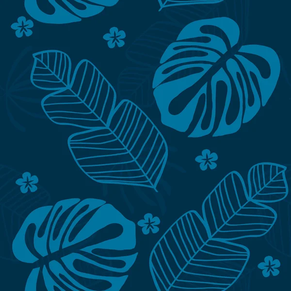 Modello di foglie tropicali blu . — Vettoriale Stock