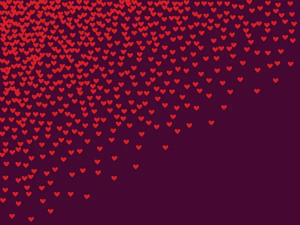 Roze hartjes op een Bourgondische achtergrond. Hart confetti op een heldere achtergrond. Valentijnsdag. — Stockvector