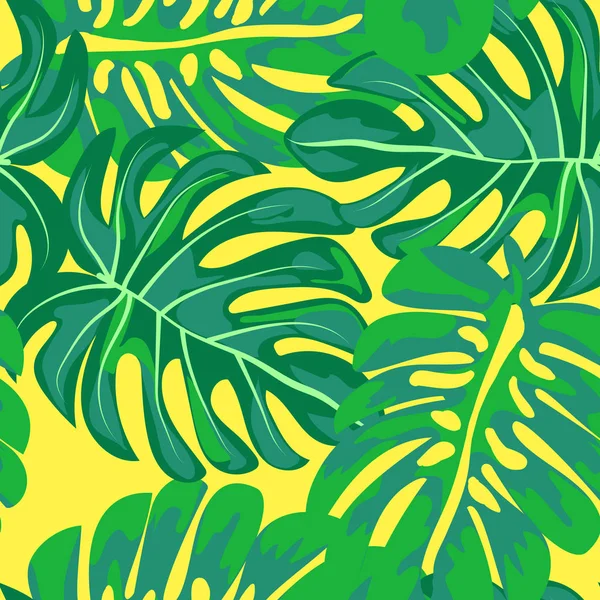 Monstera se va. Patrón tropical sin costura con hojas. — Archivo Imágenes Vectoriales