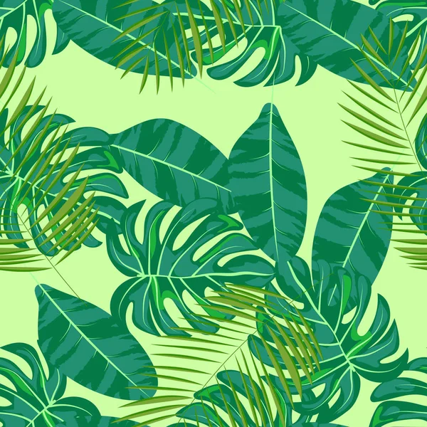 Patrón tropical sin costuras con hojas. Hermosas hojas tropicales aisladas. Fondo de verano de moda con hojas para tela, papel pintado, papel, cubiertas . — Archivo Imágenes Vectoriales