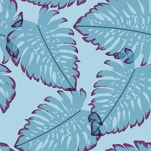 Modello etnico tropicale senza cuciture con foglie esotiche. Hawaiian disegno floreale. Sfondo di foglie tropicali . — Vettoriale Stock