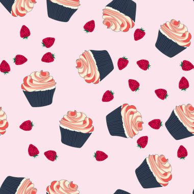 Tatlı kek vektörü kusursuz desen.