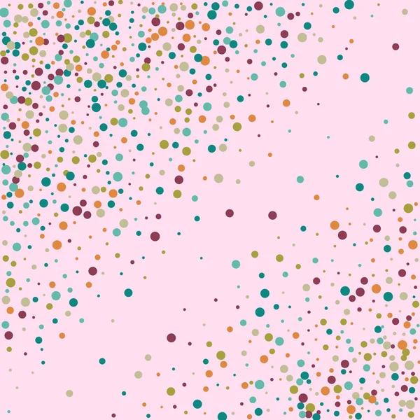 Festive background with multicolored confetti. Yellow, pink, blue circles but against a white background. Flying confetti. — Stock Vector