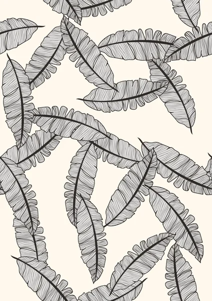 야자수 잎과 열 대 완벽 한 패턴입니다. 바나나 잎이 있는 배경 — 스톡 벡터