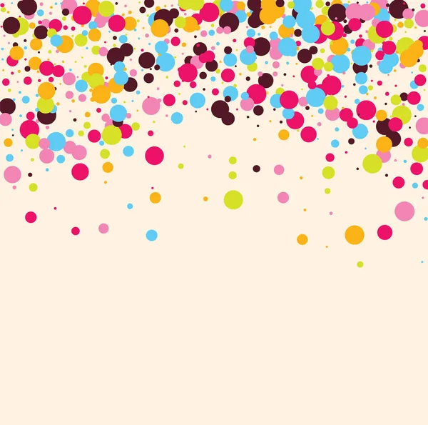 Fundo festivo com confete multicolorido. Amarelo, rosa, círculos azuis, mas contra um fundo branco. Confeitaria voadora. —  Vetores de Stock