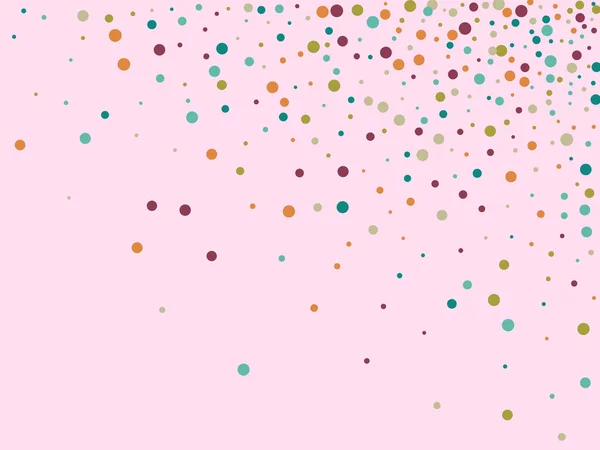 Slavnostní zázemí s pestrobarevnými konfetami. Žluté, růžové, modré kruhy, ale na bílém pozadí. Létající konfety. — Stockový vektor