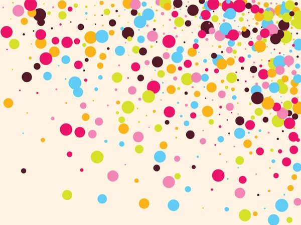 Slavnostní zázemí s pestrobarevnými konfetami. Žluté, růžové, modré kruhy, ale na bílém pozadí. Létající konfety. — Stockový vektor