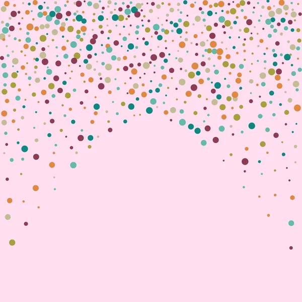 Festlicher Hintergrund mit buntem Konfetti. Gelbe, rosa, blaue Kreise, aber vor weißem Hintergrund. Fliegendes Konfetti. — Stockvektor